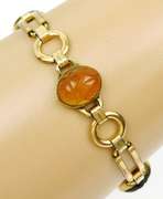 Vintage Gold-Filled Gemstone Scarab Bracelet