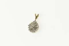 10K Yellow Gold Pear Classic Diamond Cluster Statement Pendant