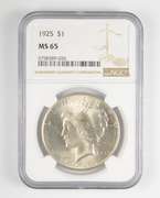 MS65 1925 Peace Silver Dollar - Graded NGC
