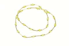14K Yellow Gold 4.6mm Peridot Beaded Bar Link Chain Necklace