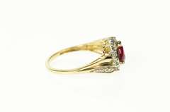 10K Yellow Gold Heart Syn. Ruby Diamond Accent Statement Ring
