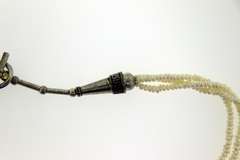 Vintage Sterling Silver Fresh water Three Strands Beads Necklace