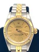 Ladies Two Tone Datejust Rolex with Gold Dial