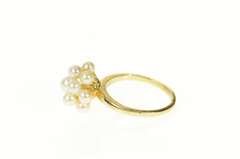 14K Yellow Gold Pearl Cluster Classic Statement Ring