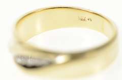 14K Yellow Gold Classic Diamond Grooved Wedding Band Ring