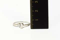 10K White Gold Diamond Solitaire Heart Bypass Promise Ring