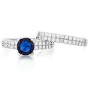 1 1/3 CARAT CREATED BLUE SAPPHIRE & 1/2 CARAT (52 PCS) FLAWLESS CR