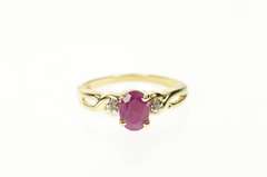 10K Yellow Gold Natural Ruby Diamond Accent Classic Ring