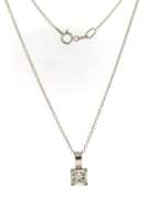 Impressive White Gold Princess Cut Diamond Pendant on Chain
