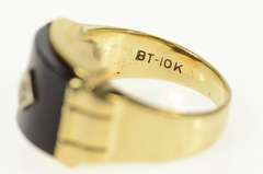 10K Yellow Gold 1940's Black Onyx Diamond Statement Ring