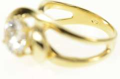 14K Yellow Gold Round Solitaire Geometric Raised Statement Ring
