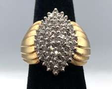 10 KT Yellow Gold Diamond Cluster Ring