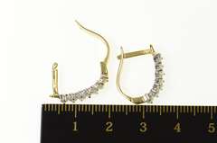 14K Yellow Gold Oval Diamond Classic Lever Back Hoop Earrings