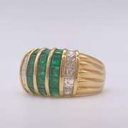 18kt Yellow Gold, Emerald, & Diamond Ring