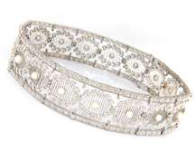 Antique Tiffany & Co Belle Epoque Circa 1900's Pearl and Diamond Necklace, Platinum