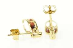 14K Yellow Gold Marquise Garnet Diamond Accent Stud Earrings