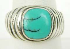 Unisex Vintage Sterling Turquoise Ring, Size 9