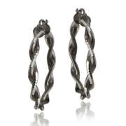 Black Rhodim Overlay Sterling Silver 30mm Twist Hoop Earrings