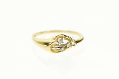 10K Yellow Gold Diamond Calla Lily Flower Romantic Statement Ring
