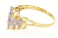 14K Yellow Gold Marquise Tanzanite Diamond Chevron Wedding Ring