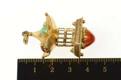 14K Yellow Gold Victorian Ornate Pagoda Bird Cage Elaborate Pendant