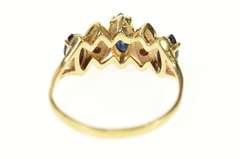 14K Yellow Gold Marquise Sapphire Diamond Accent Band Ring