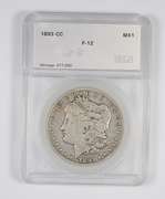 F12 1893-CC Morgan Silver Dollar - Graded SEGS