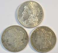 Very nice 1921 P-D-S Morgan Silver Dollars. Last year issue