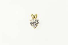 14K Yellow Gold Heart Cubic Zirconia Solitaire Love Symbol Pendant