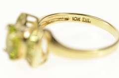 10K Yellow Gold Oval Peridot Semi Halo Statement Ring
