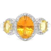 925 STERLING SILVER OVAL 3.32CT DARK CITRINE WOMEN RING