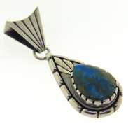 Sterling Silver Signed LBH Turquoise Pendant