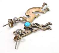 Awesome Kokopelli Earrings with Turquoise Beads in Sterling Silver
