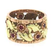 Favorite Yellow Gold Ruby Fretwork Band