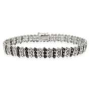 Sterling Silver Black Diamond Accent S Pattern Tennis Bracelet
