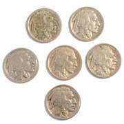6 Solid Full Date Buffalo Nickels