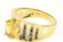 14K Yellow Gold Oval Citrine Sapphire Channel Accent Concave Ring