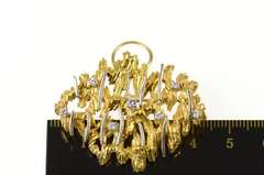 18K Yellow Gold 0.30 Ctw Abstract Grooved Textured Diamond Pendant