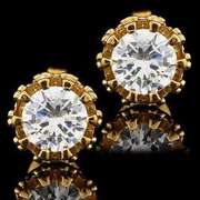 WHITE ZIRCON FASHION GERMAN SILVER STUD EARRING