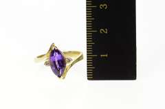 14K Yellow Gold Marquise Diamond Accent Bypass Ring