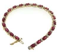 Festive Yellow Gold Rubies and Diamond Tenni Bracelet