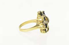 14K Yellow Gold Pear Natural Sapphire Diamond Accent Cocktail Ring