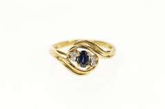 10K Yellow Gold Natural Sapphire Diamond Accent Bypass Ring
