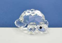 Vintage Swarovski Clear Multi Faceted Crystal Turtle Miniature Figurine, Endangered Spices Series