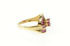 10K Yellow Gold Natural Ruby Encrusted Swirl Statement Ring