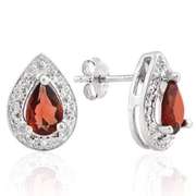 1 CARAT GARNET STERLING SILVER EARRINGS