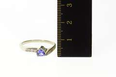 14K White Gold Trillion Tanzanite Diamond Channel Statement Ring