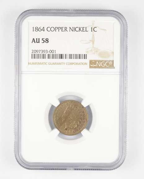 AU58 1864 Indian Head Cent - Copper Nickel - Graded NGC