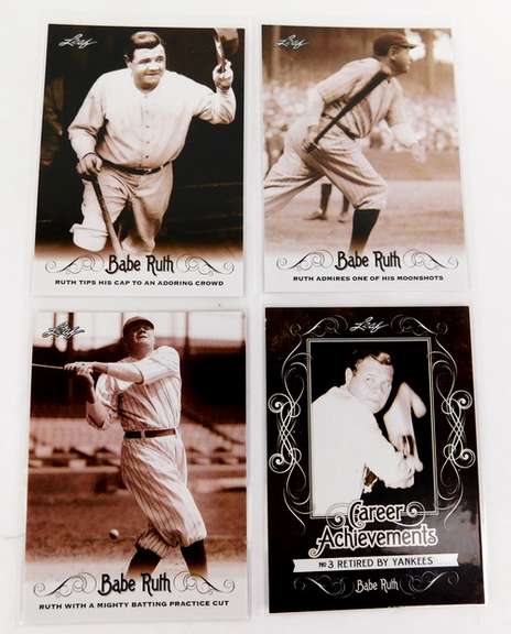 4 Babe Ruth Baseball Cards by Leaf