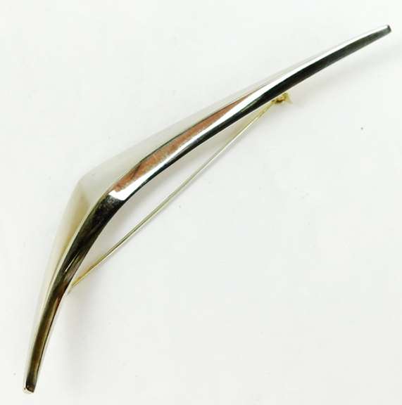 Mid-Century Eigil Jensen Denmark Sterling Boomerang Brooch